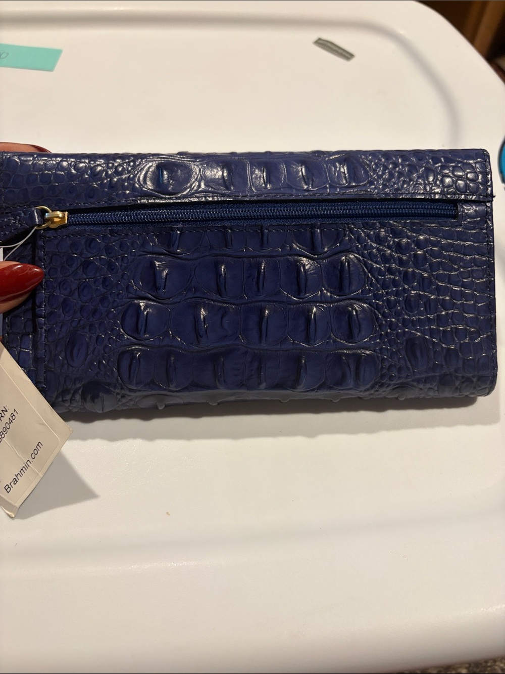 Brahmin wallet. Blue leather and fur. New with tags - Picture 6 of 7